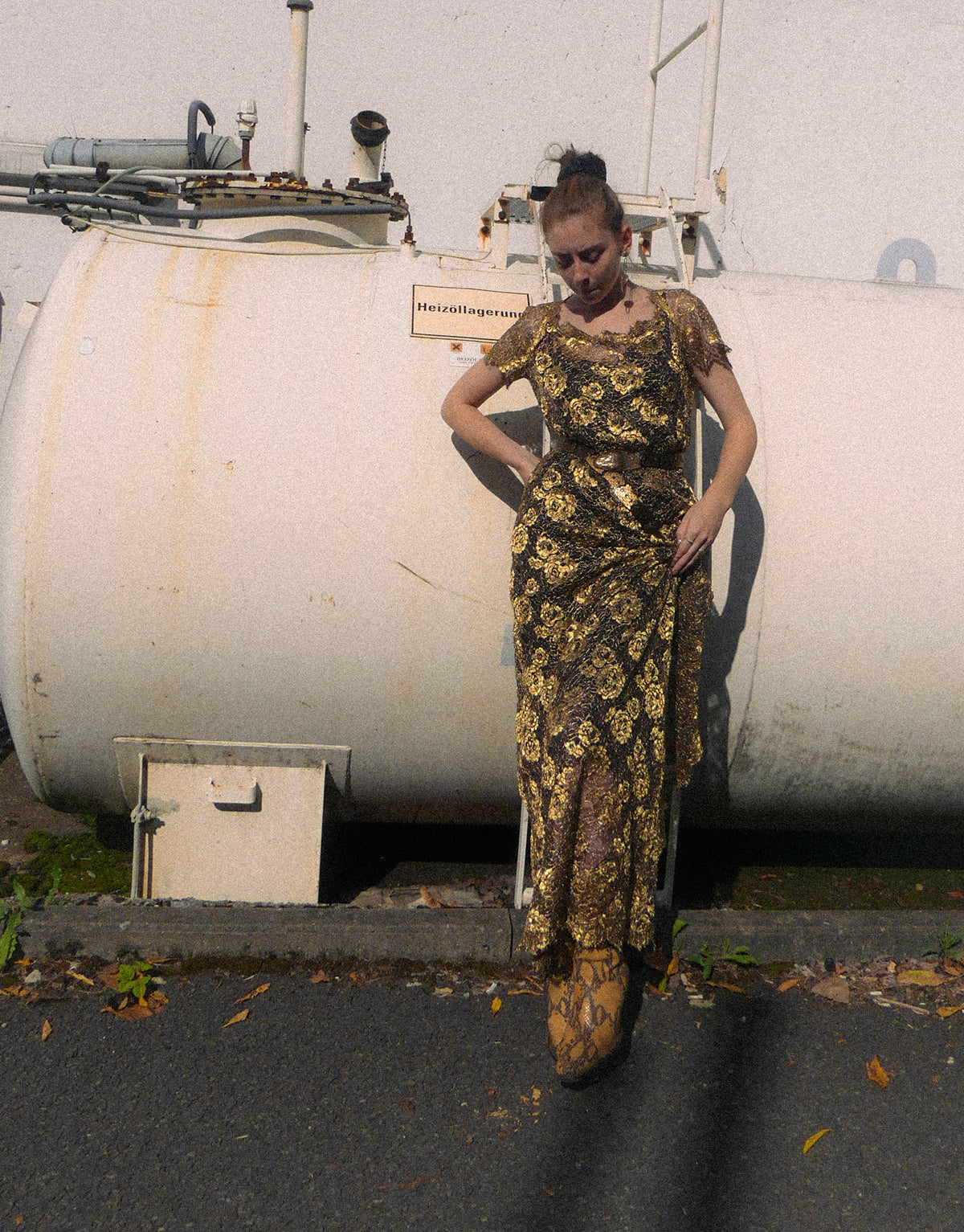 1930s Gold Lamé Lace Overdress