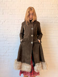1970s Brown Suede Penny Lane Princess Coat with Statement Metal Fastenings