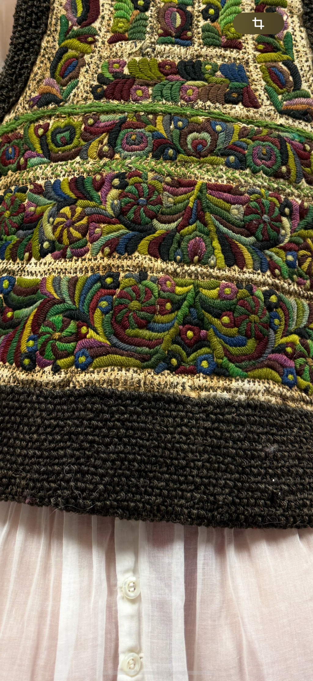 Early-mid 20th Century Romanian Transylvanian Leather Sheepskin Embroidered Vest