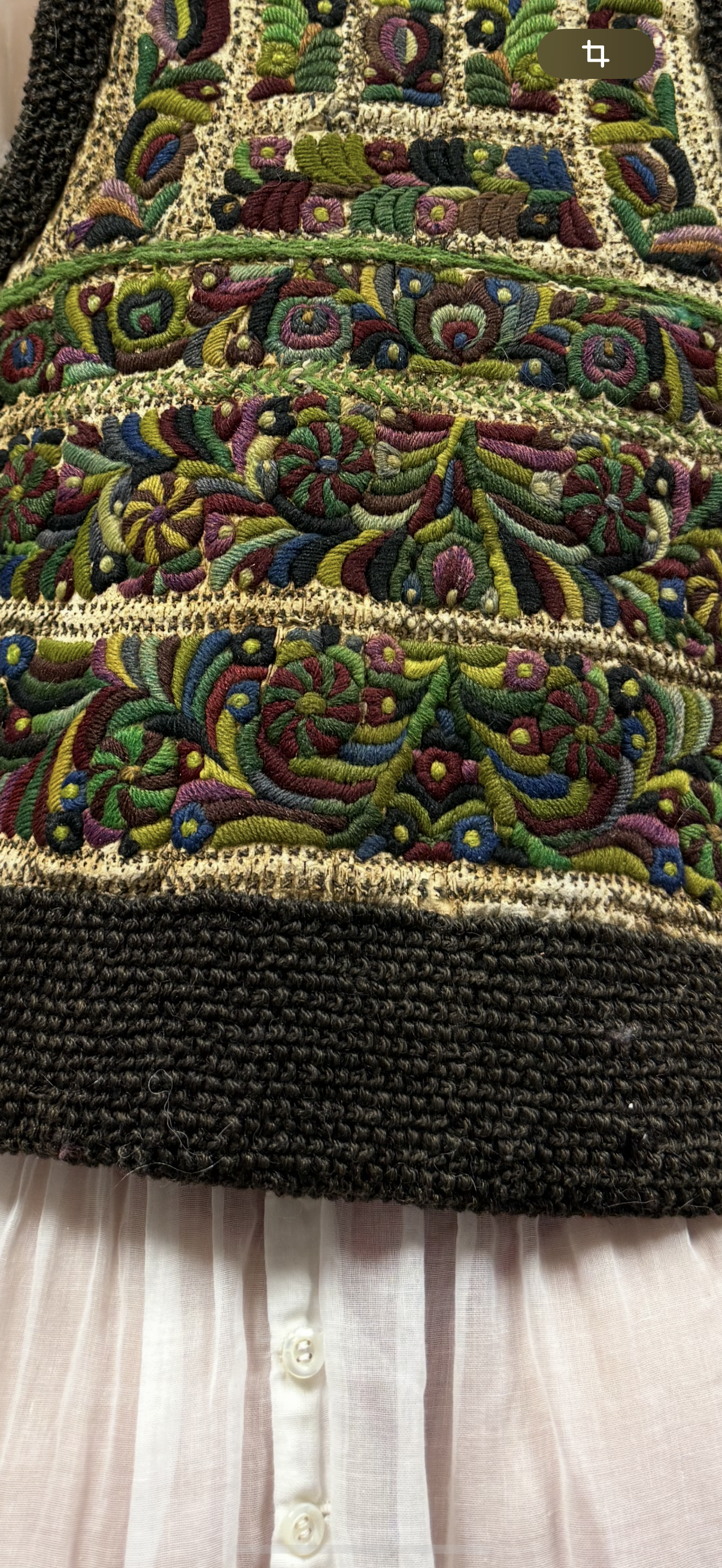 Early-mid 20th Century Romanian Transylvanian Leather Sheepskin Embroidered Vest