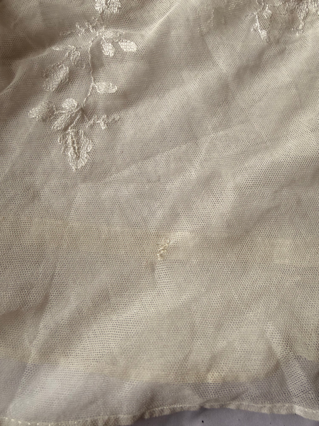 Antique Edwardian French Embroidered Tulle Bodice Blouse | Early 1910s Sheer Net Top