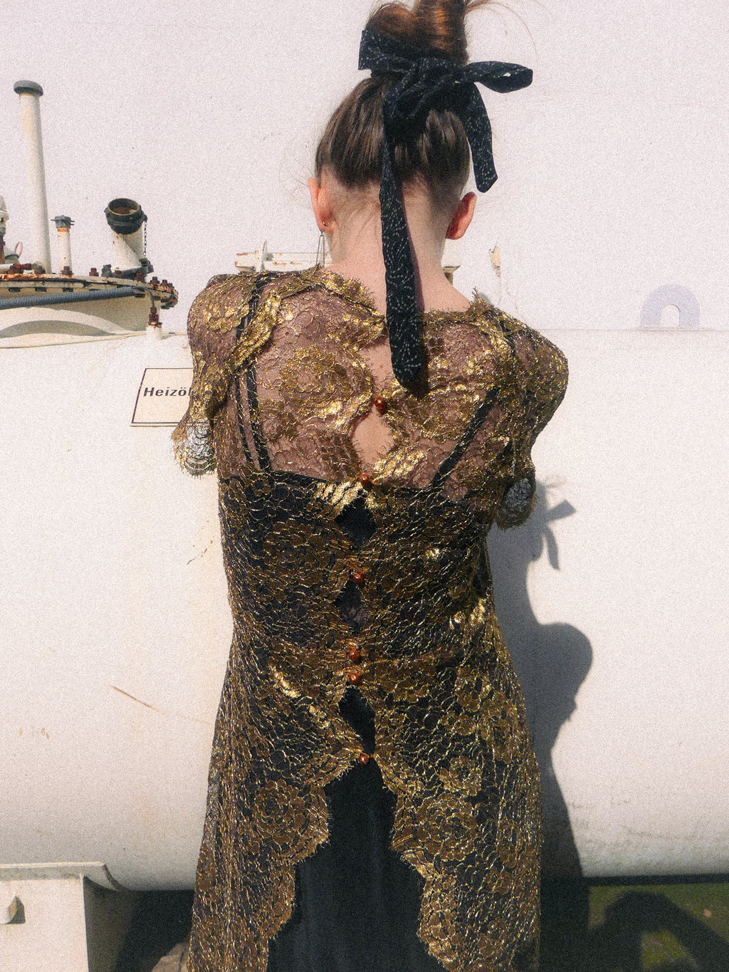 1930s Gold Lamé Lace Overdress