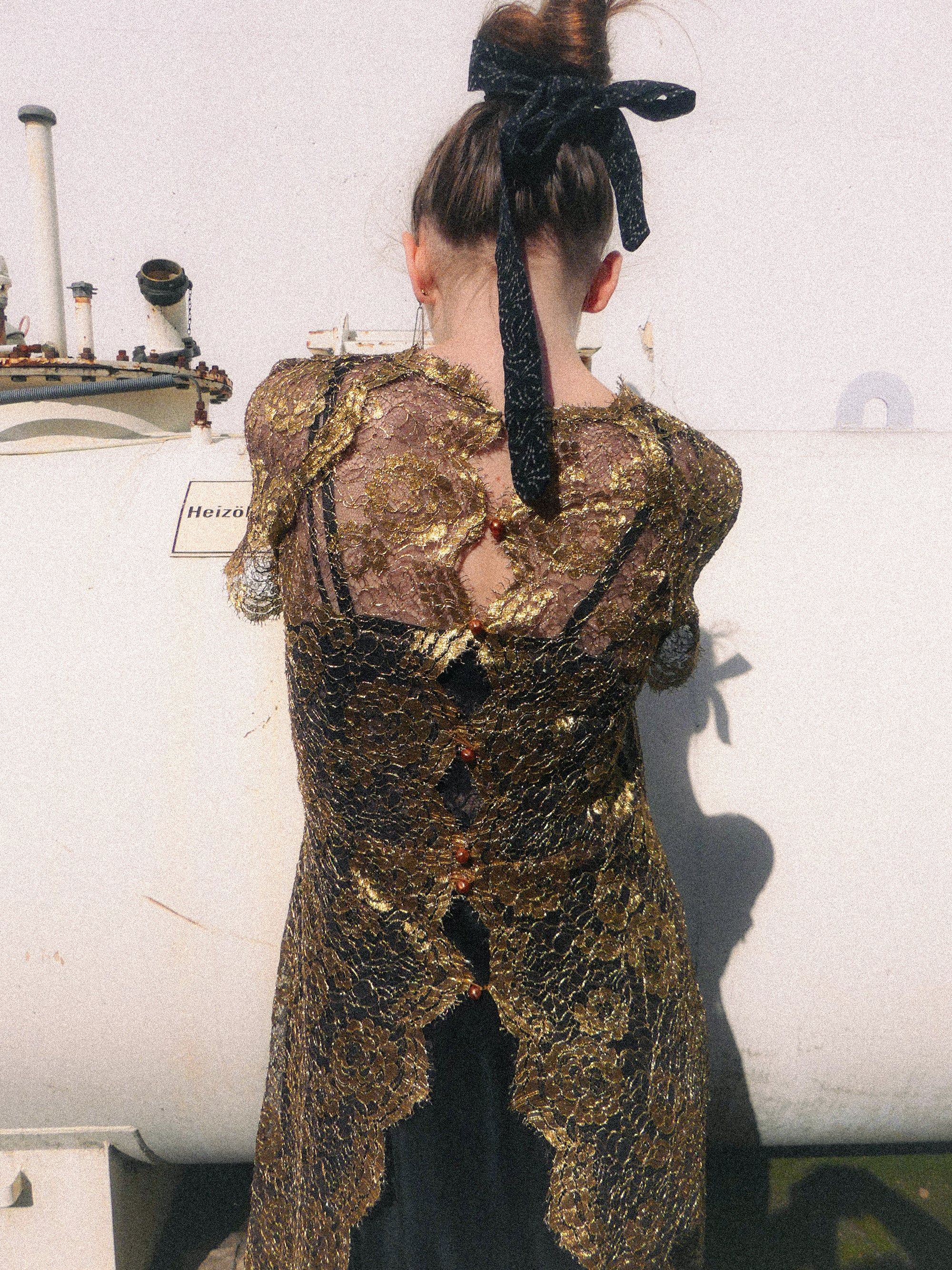 1930s Gold Lamé Lace Overdress