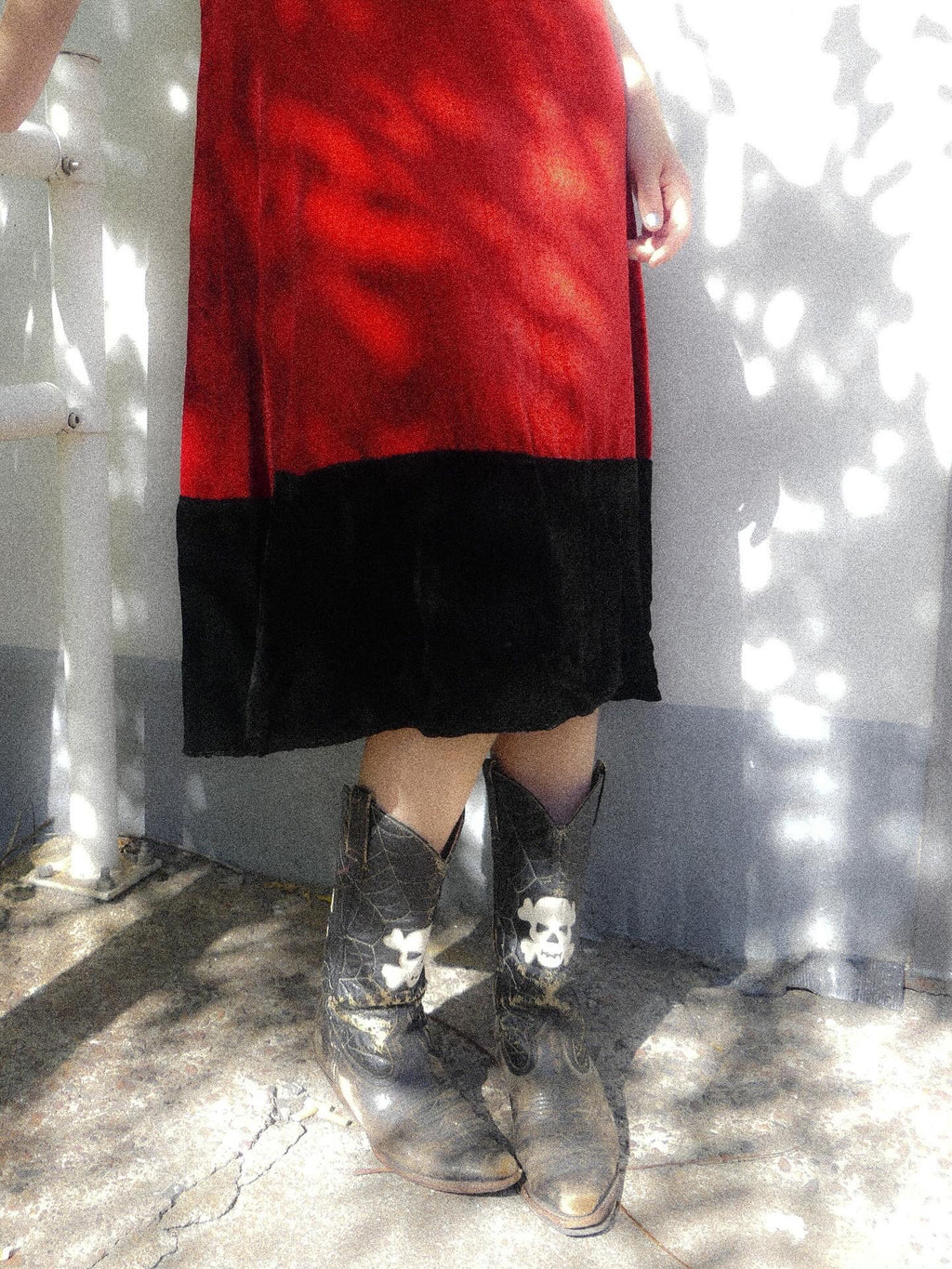 Crimson Silk velvet late 1930s / early 40s Button-Up Dress