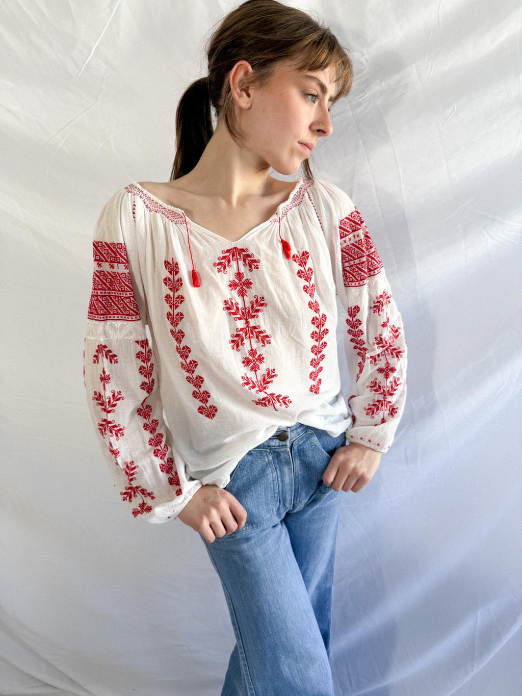 Mid century Eastern European Embroidered Blouse