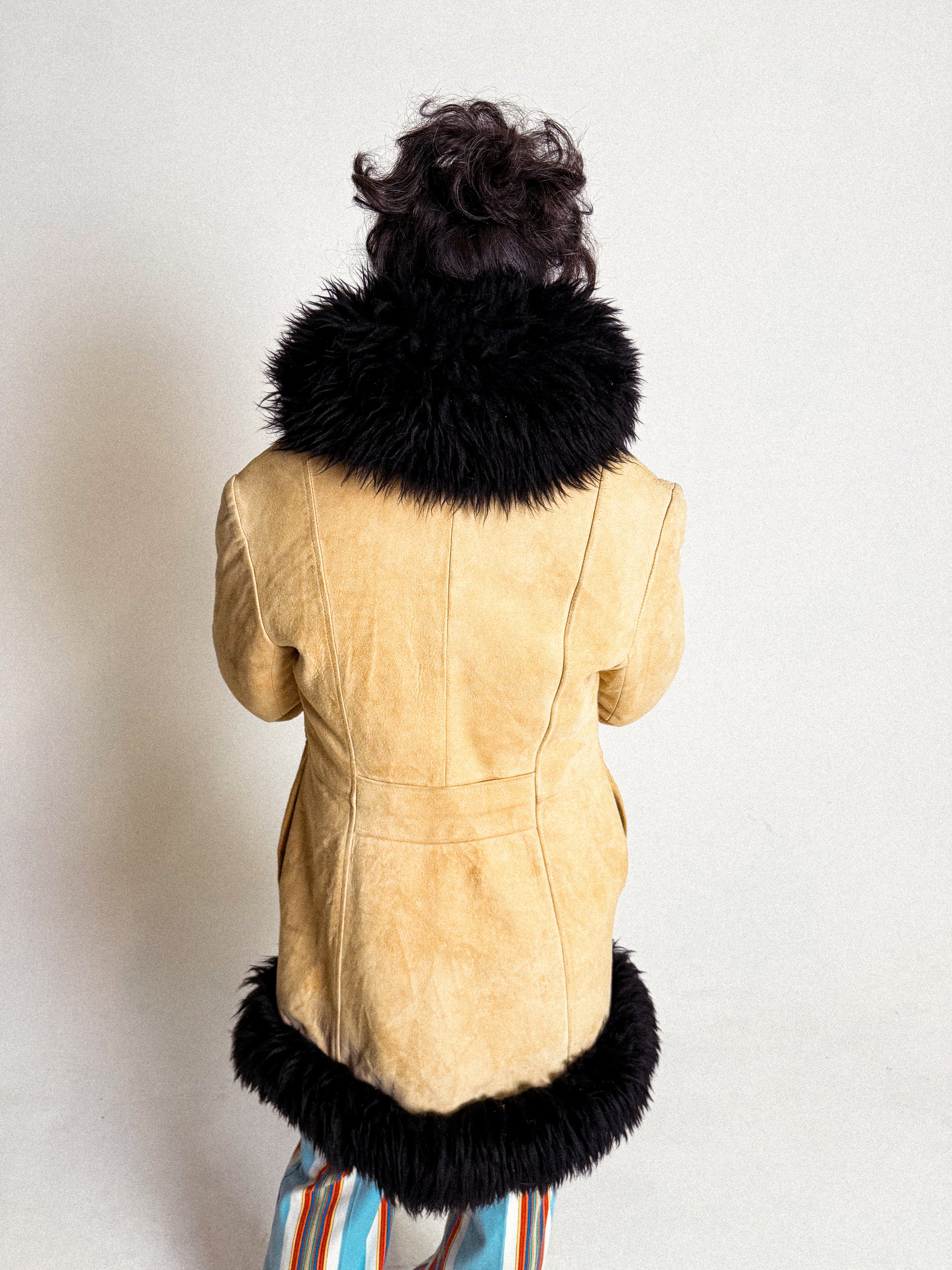 1970s Chamois-Suede and Sheepskin Penny Lane Coat with Buckle-Closure