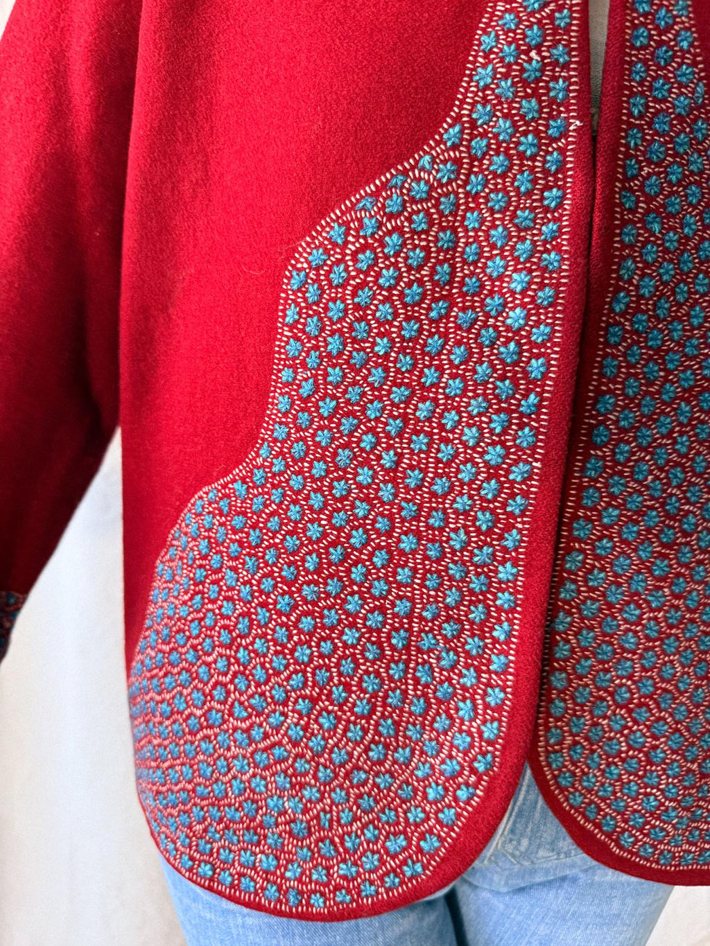 1920s–1930s Indian Cashmere Wool Jacket with Embroidered Trim