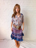 Vintage Late 1970s Adini Indian Cotton Floral Tiered Midi Dress