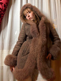 1970s Hooded Shearling Coat in Soft Chestnut / Mushroom Brown – Plush, Cuddly &amp; Exceptionally Warm