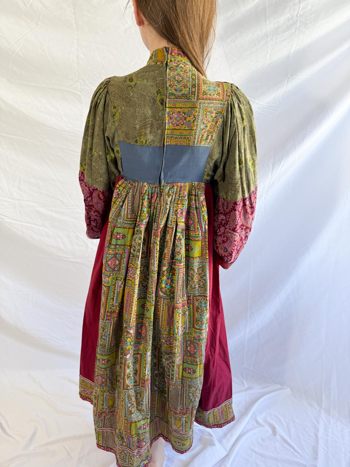 1970s Afghan Style Patchwork Dress