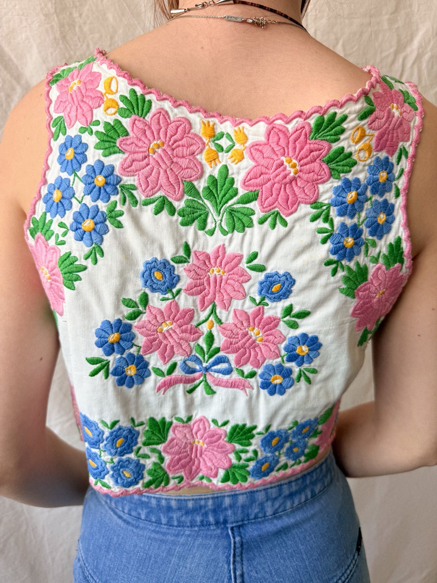1930s–1940s Hungarian Folk Embroidered Bodice Vest