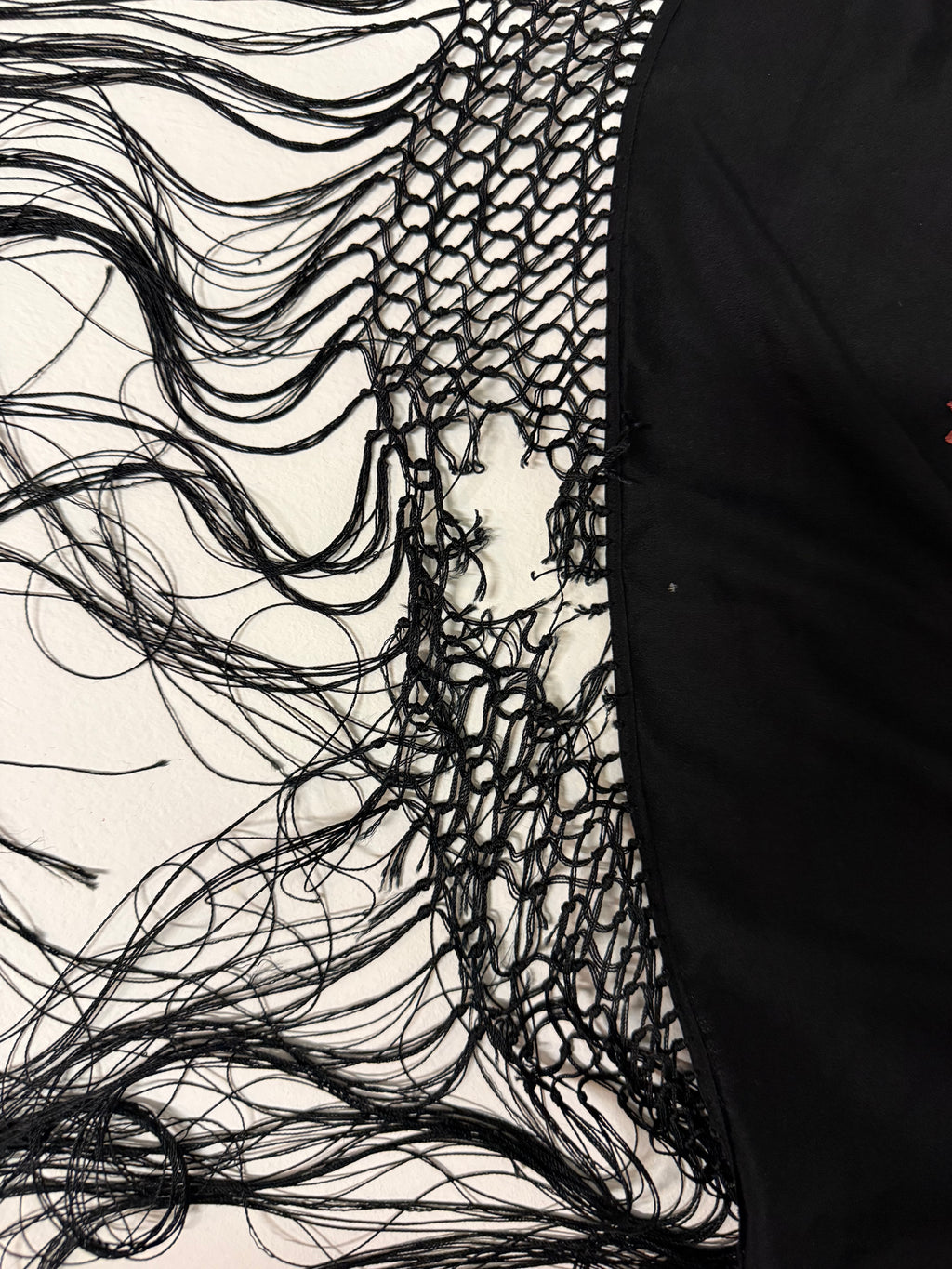 1920s Silk Piano Shawl with Embroidered Peonies