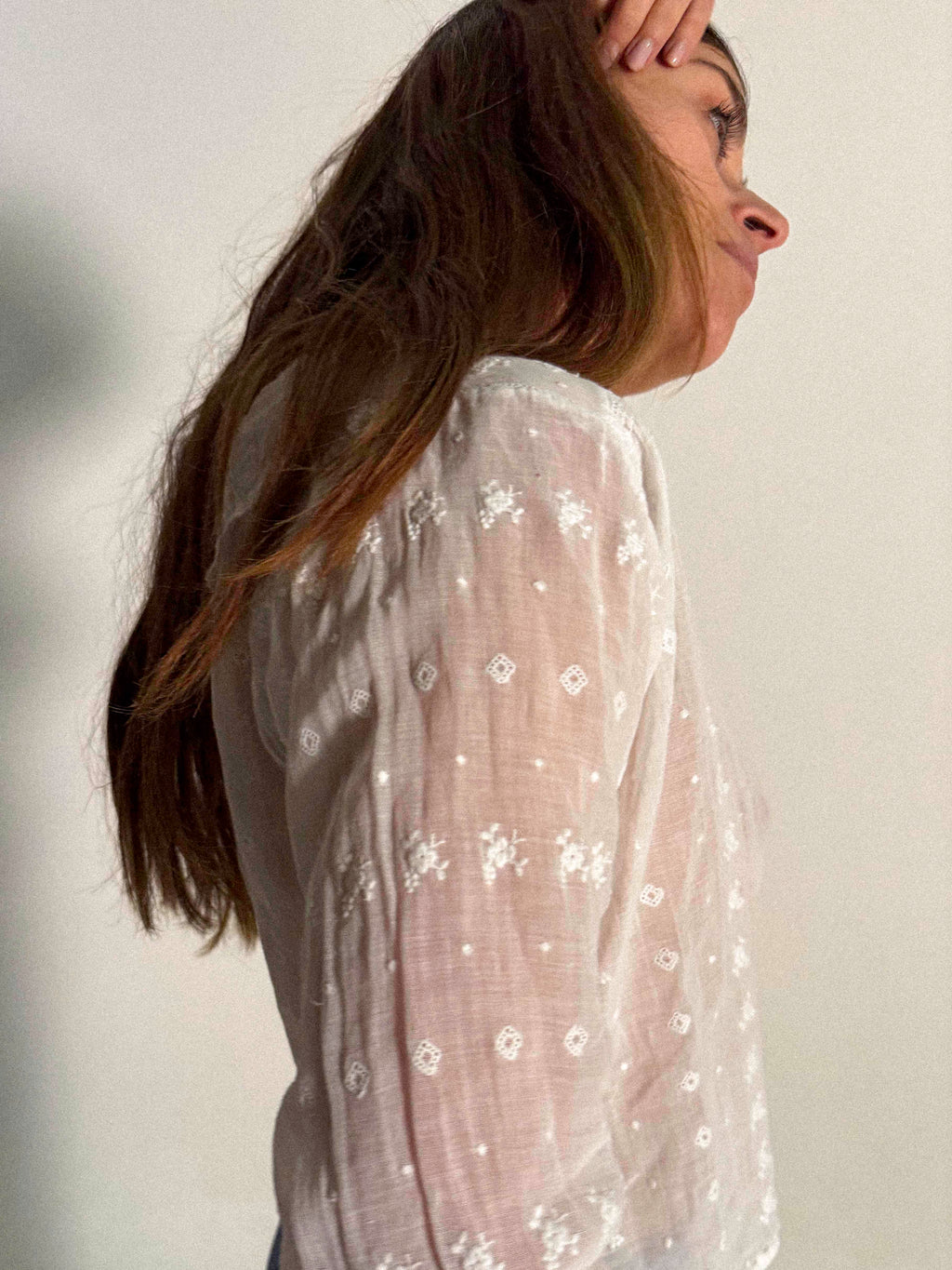 Bluse aus Baumwollgaze im späten Edwardianischen Stil