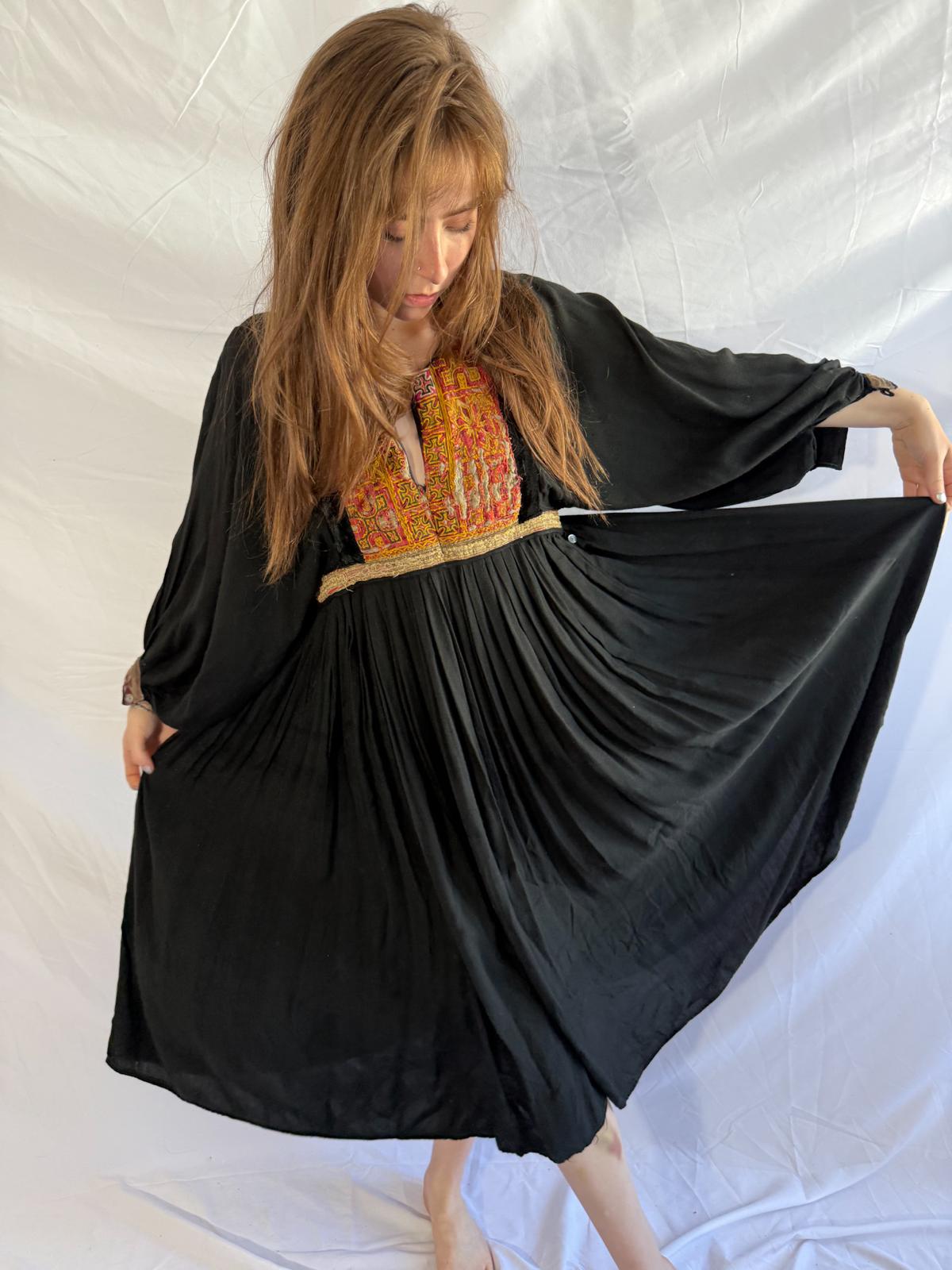 1970s Afghan Dress with Antique Textile Features