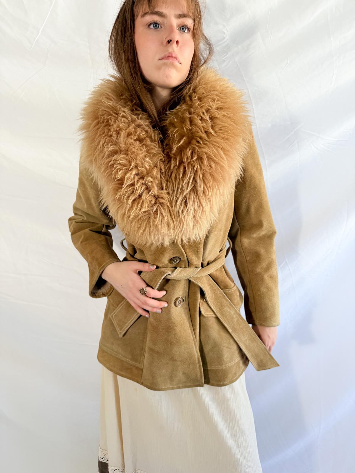 Penny Lane Jacke aus den 70ern mit Kunstfellkragen
