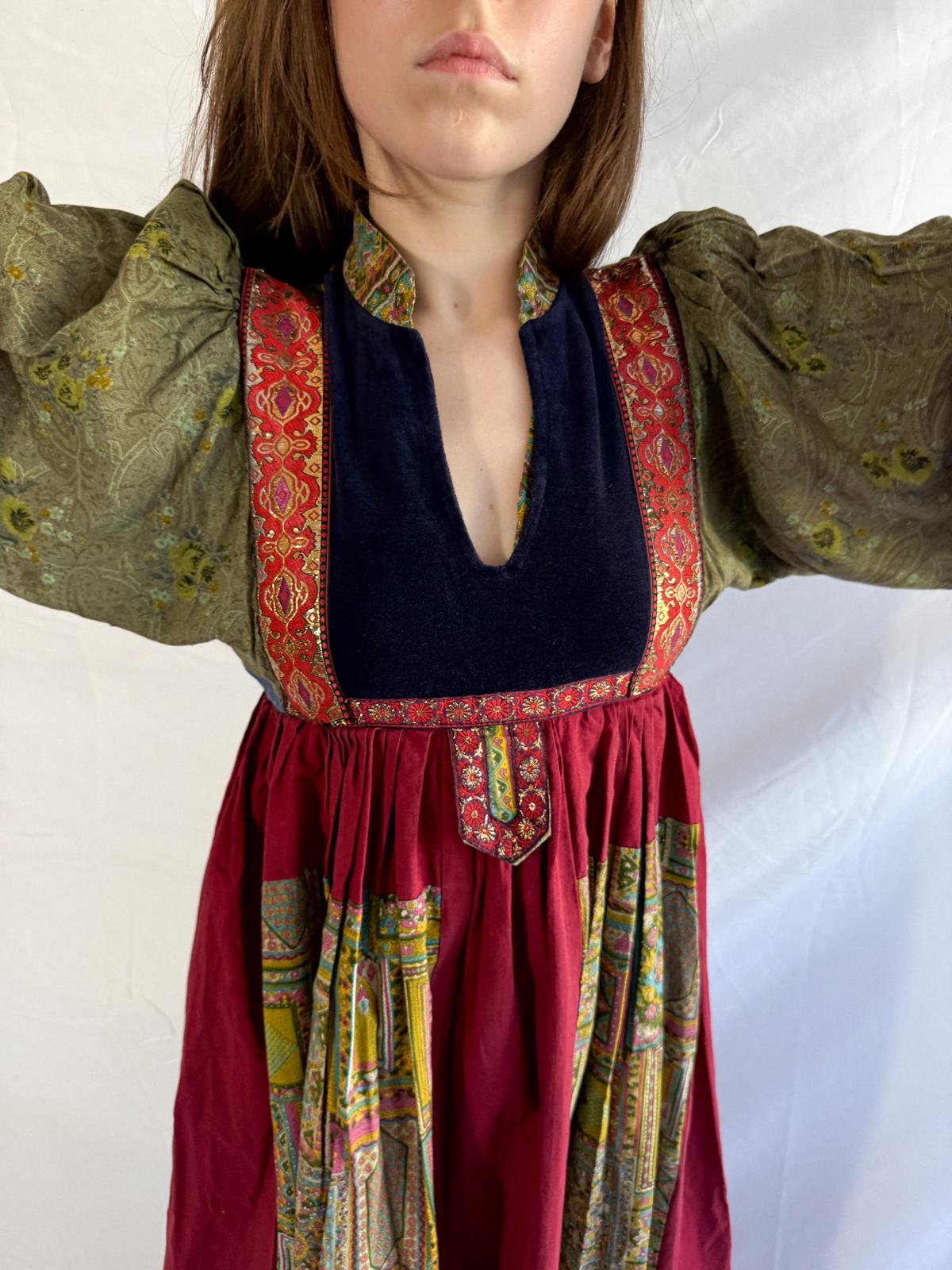 1970s Afghan Style Patchwork Dress