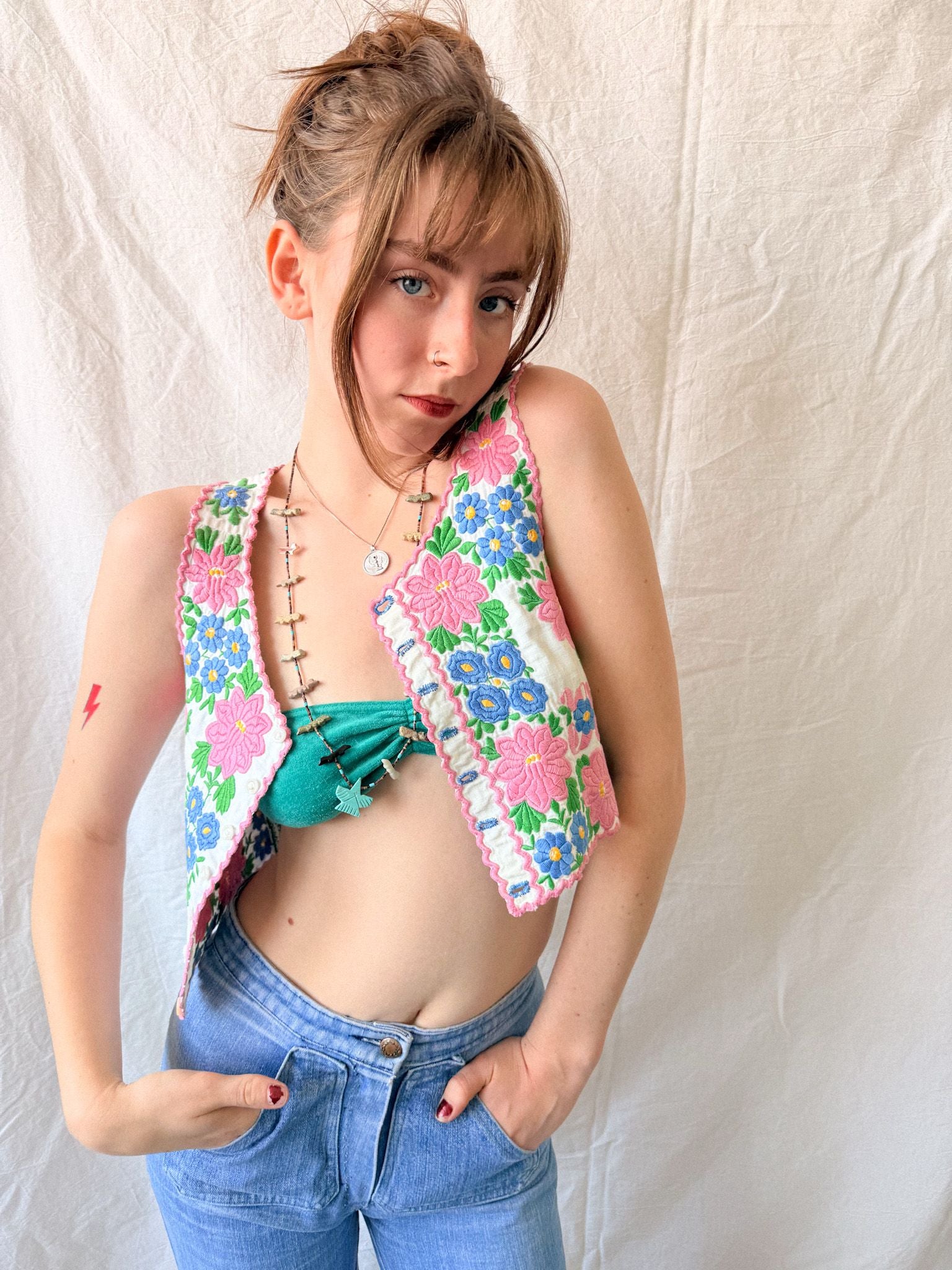 1930s–1940s Hungarian Folk Embroidered Bodice Vest