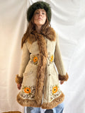 1970s Embroidered Shearling Princess Coat