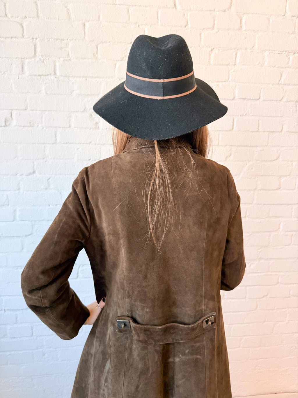 1970s Brown Suede Penny Lane Princess Coat with Statement Metal Fastenings