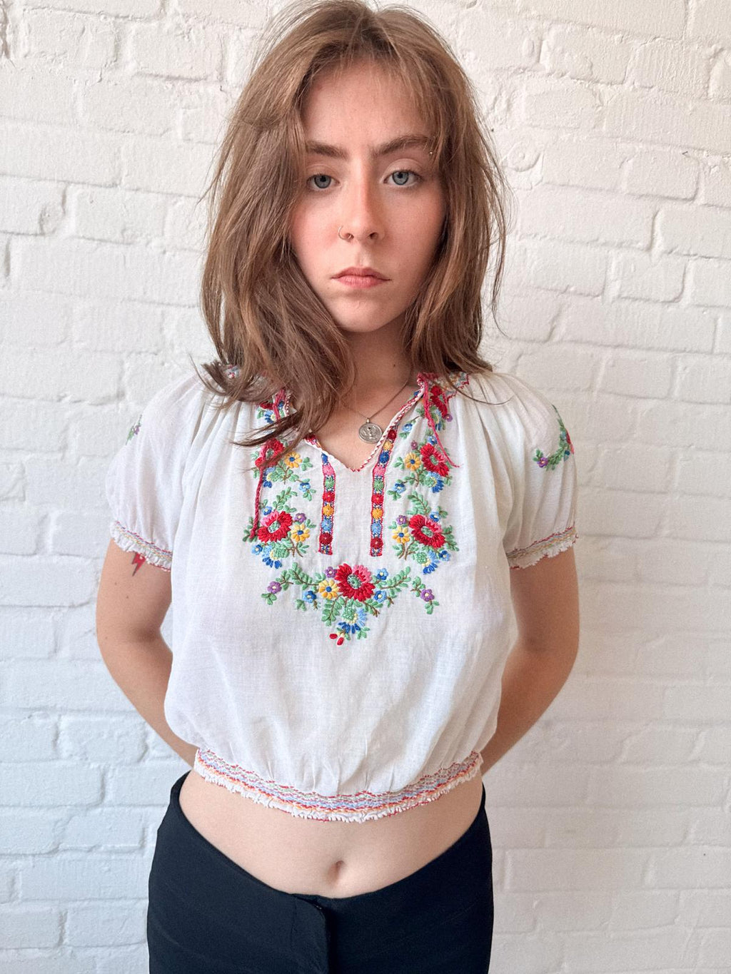 1940s Embroidered Hungarian Blouse
