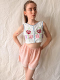 1920s Salmon Pink Silk Boudoir Bloomers / Jazz Pants with Lace Trim – Monogrammed French Lingerie Shorts