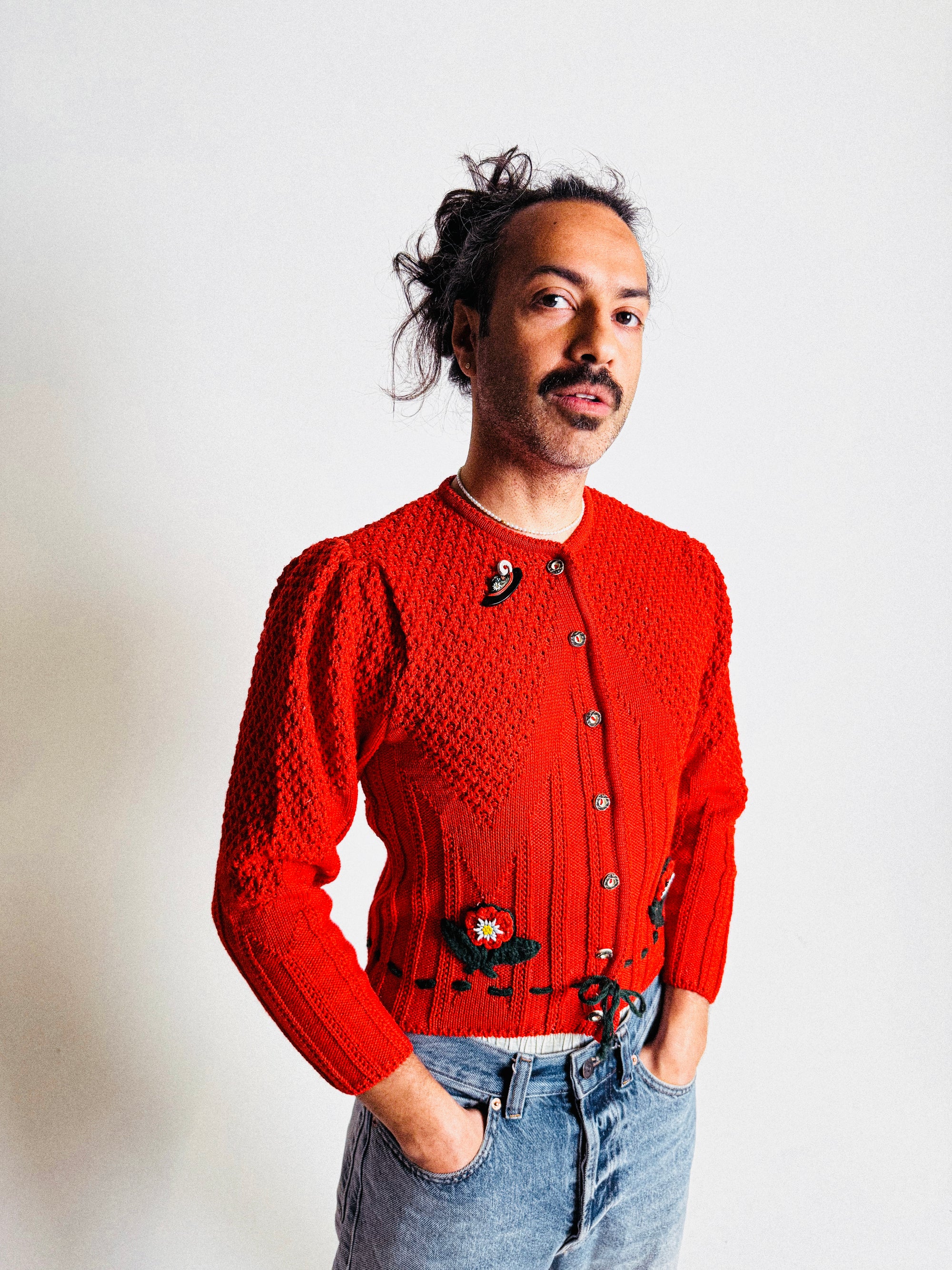 Vintage 1970s Wool Folk Cardigan