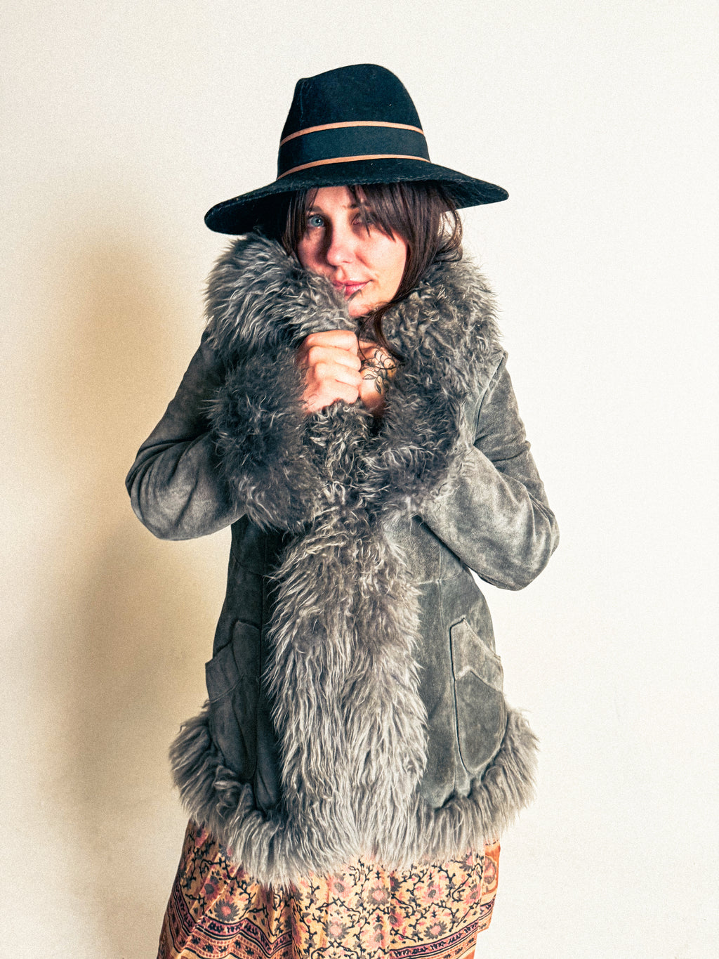 1970s Australian Sheepskin Grey Penny Lane Lammy Coat