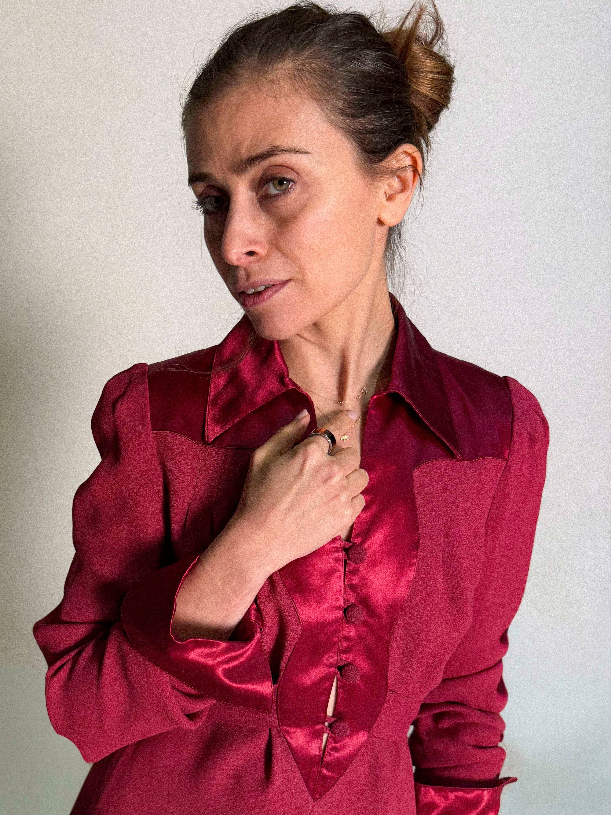 Ossie Clark für Radley Kleid aus Moose Crêpe mit Satinbesatz aus den 1970er Jahren