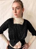 Victorian / Early Edwardian Black Silk & Lace Boned Bodice | Antique Embroidered Jacket | c. 1895–1910