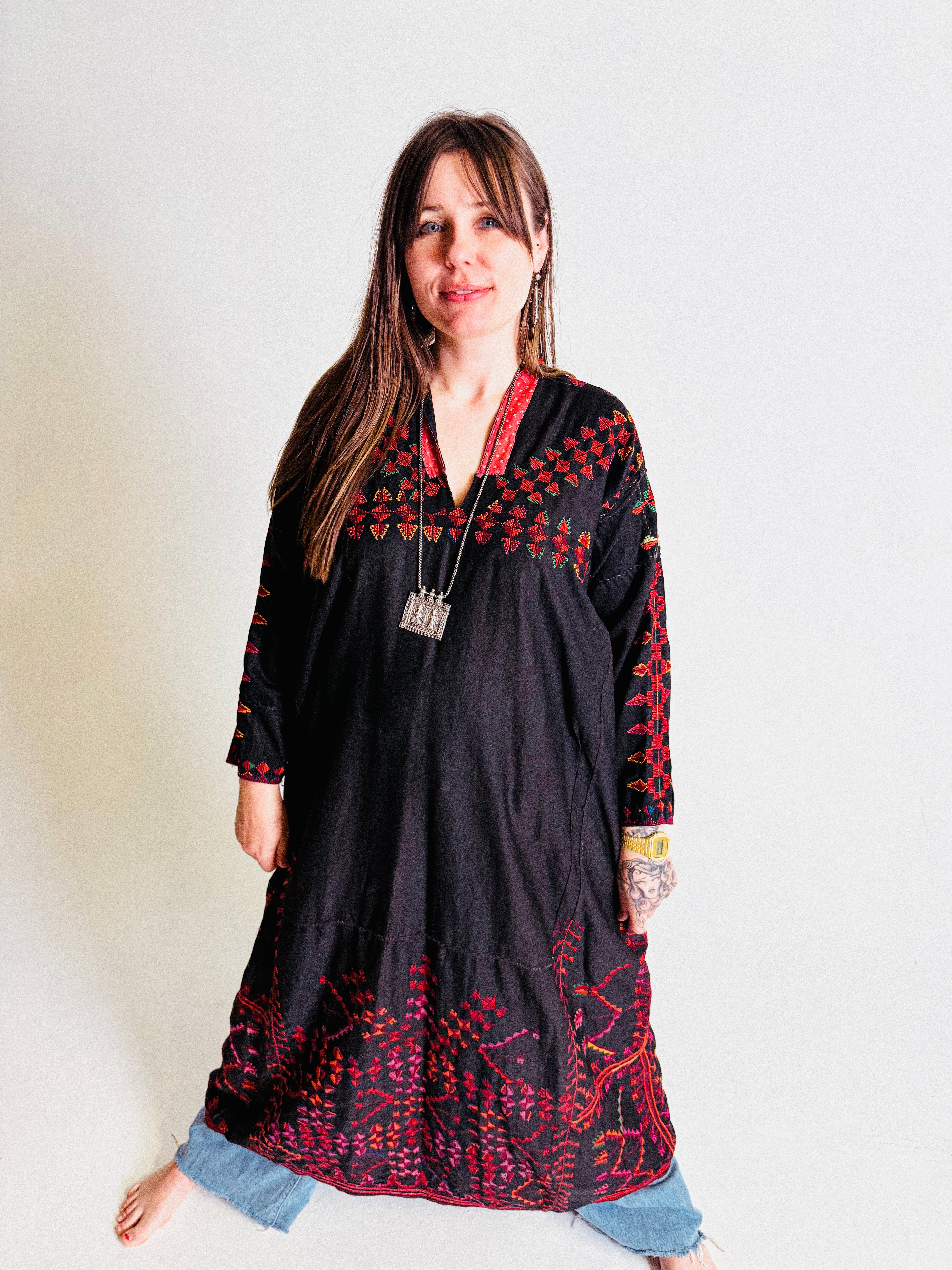 1960s Levantine Long Embroidered Dress