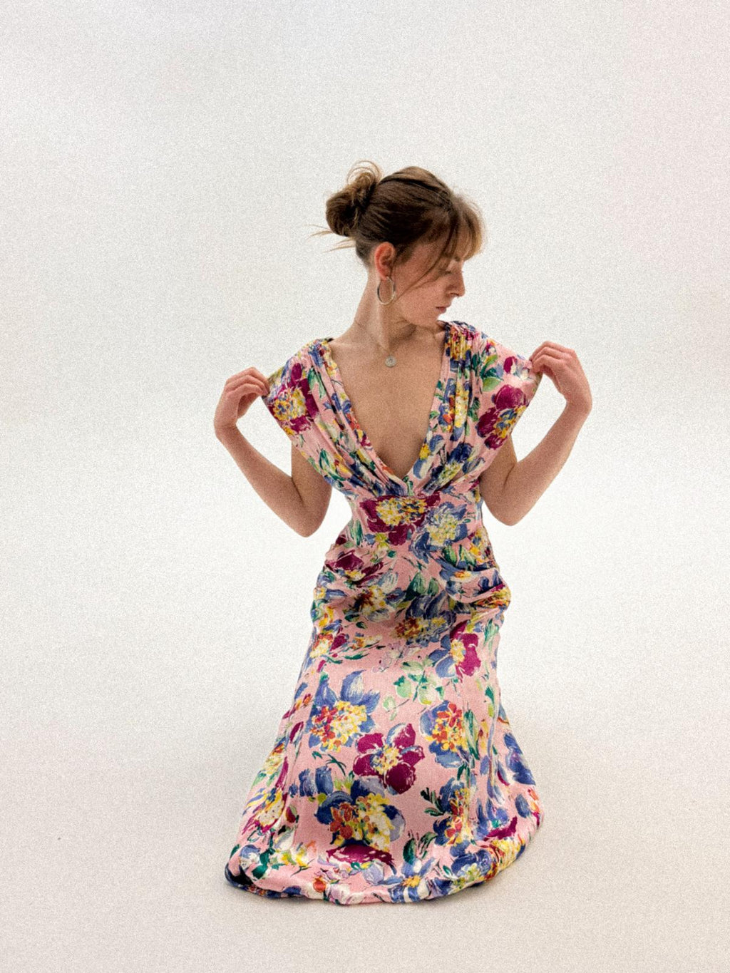 Floral Satin Bias-Cut Dress, 1930s–1940s