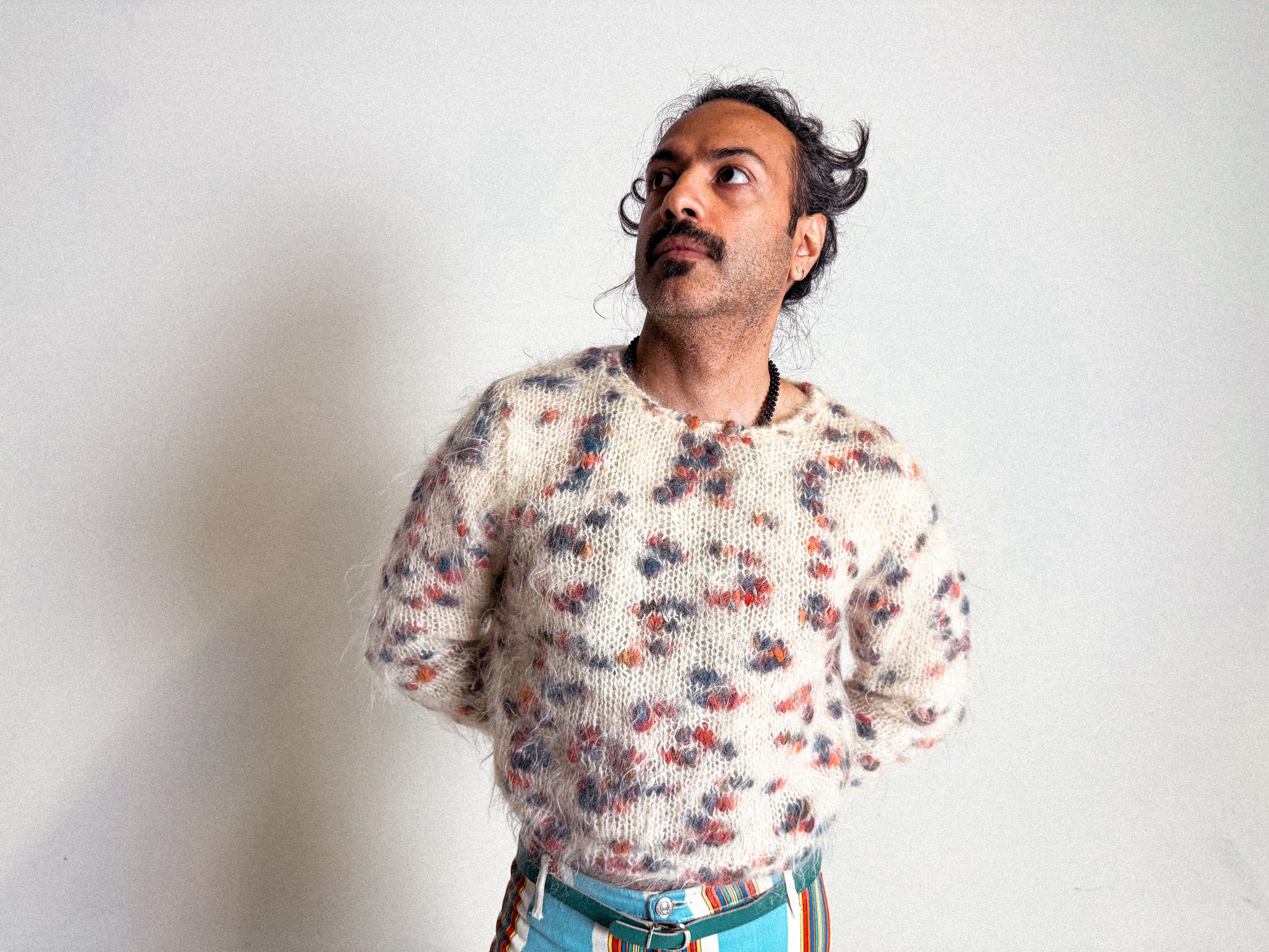 1980s Cropped Rainbow Mohair Sweater