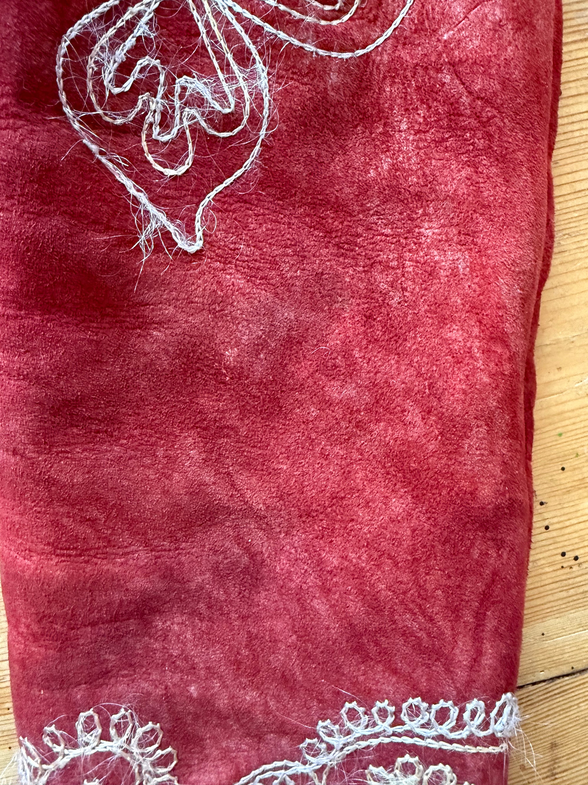 Seltener Penny Lane Mantel aus afghanischem Wildleder und Lammfell aus den 1960er Jahren – Tomatenrot mit cremefarbenen Besätzen