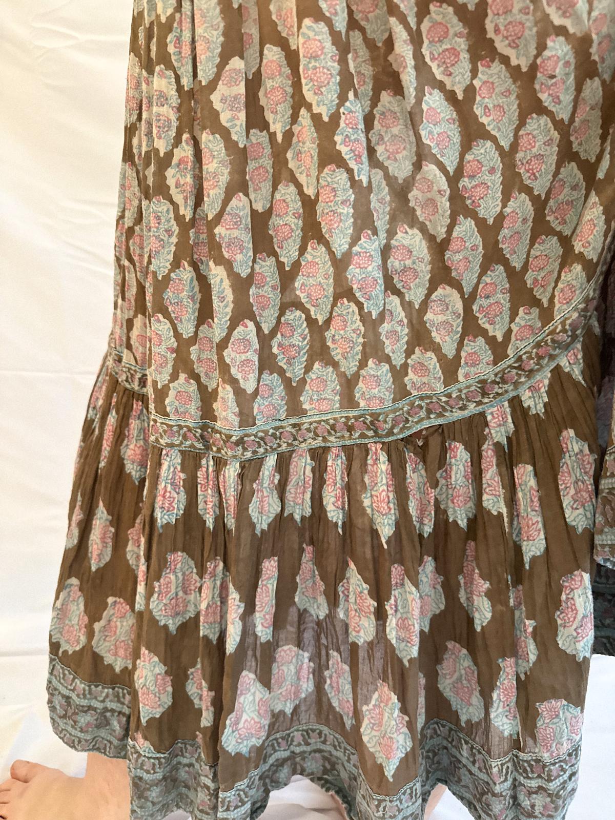 1970er Indianisches Baumwoll-Gaze-Trägerkleid