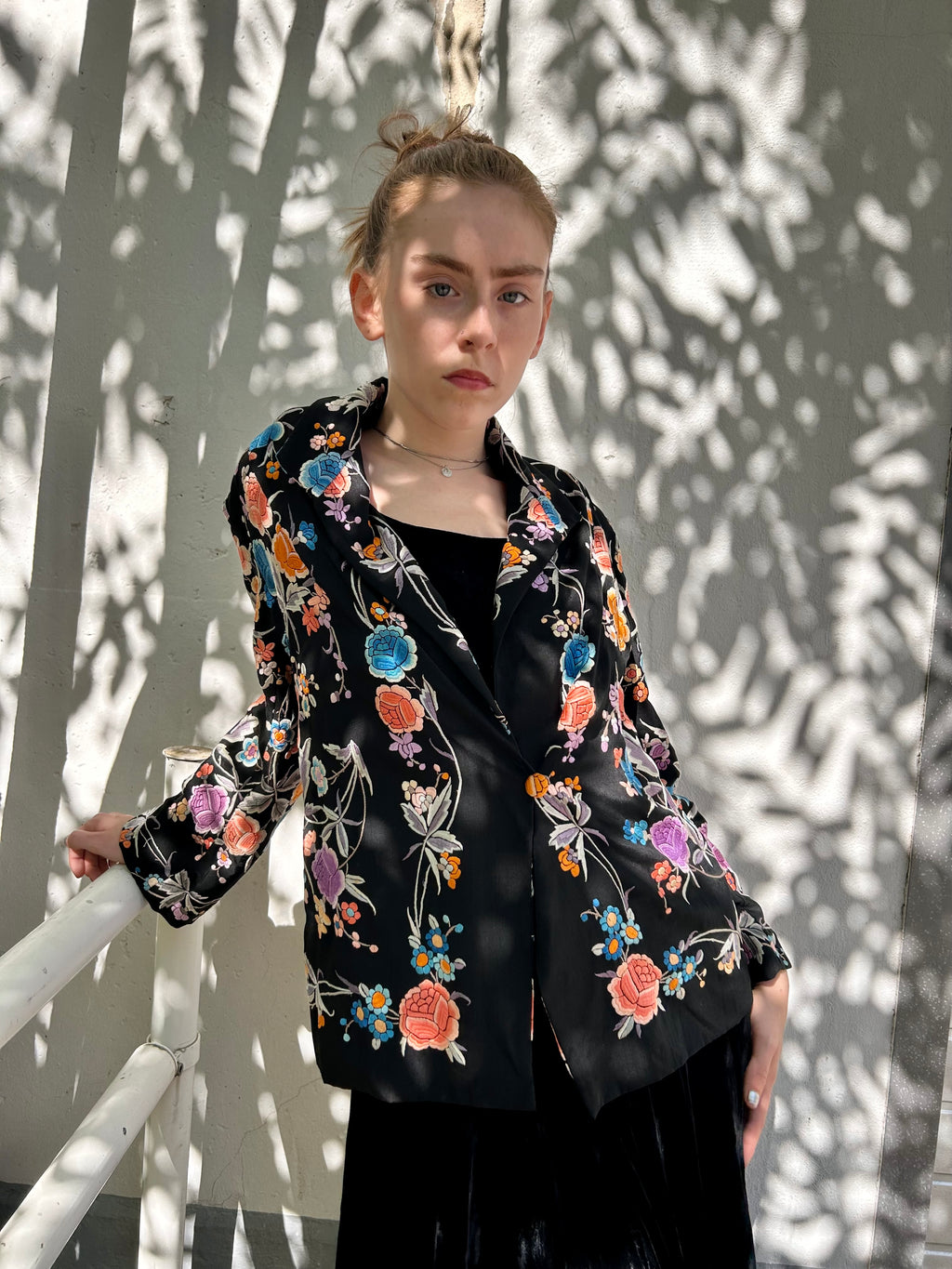 1920s Embroidered Silk Satin Jacket