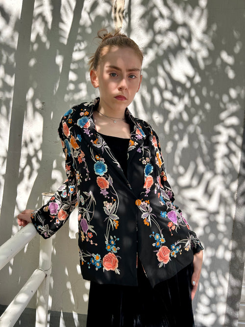 1920s Embroidered Silk Satin Jacket