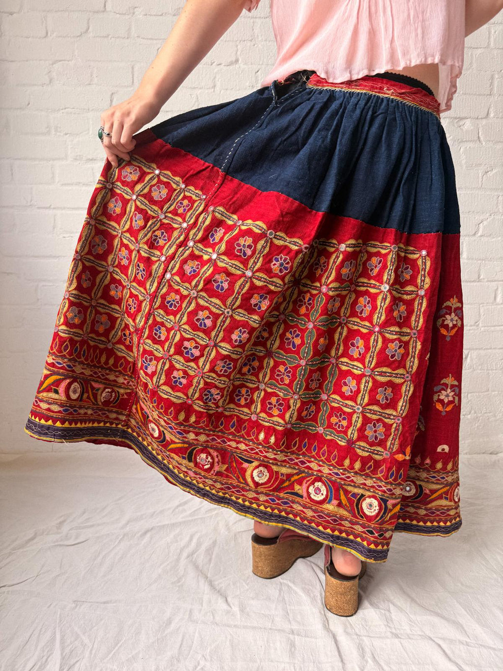 1960s Gujarati Embroidered Folk Skirt