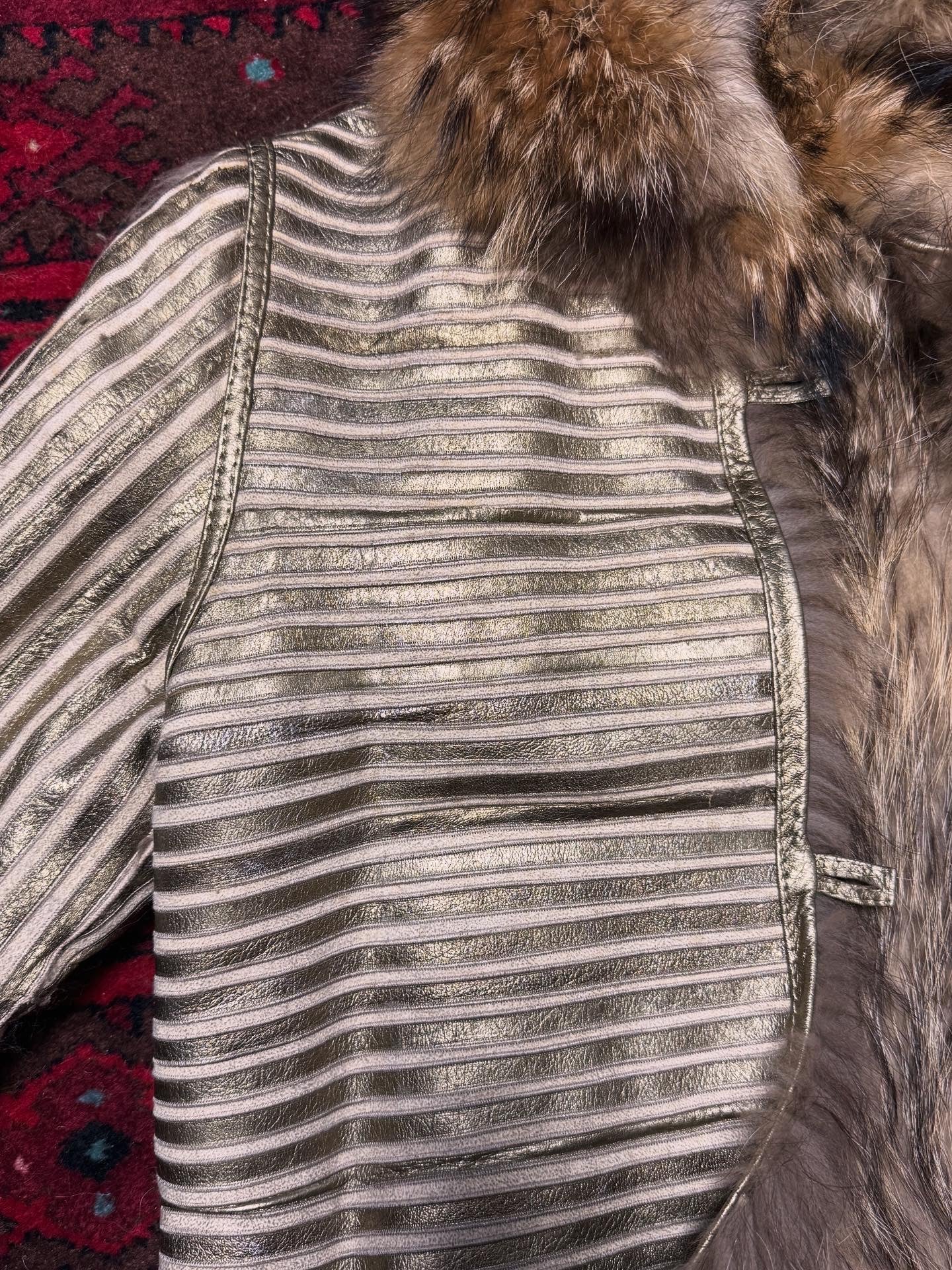Sensationally Rare 1970s Metallic Leather and Fox Jacket