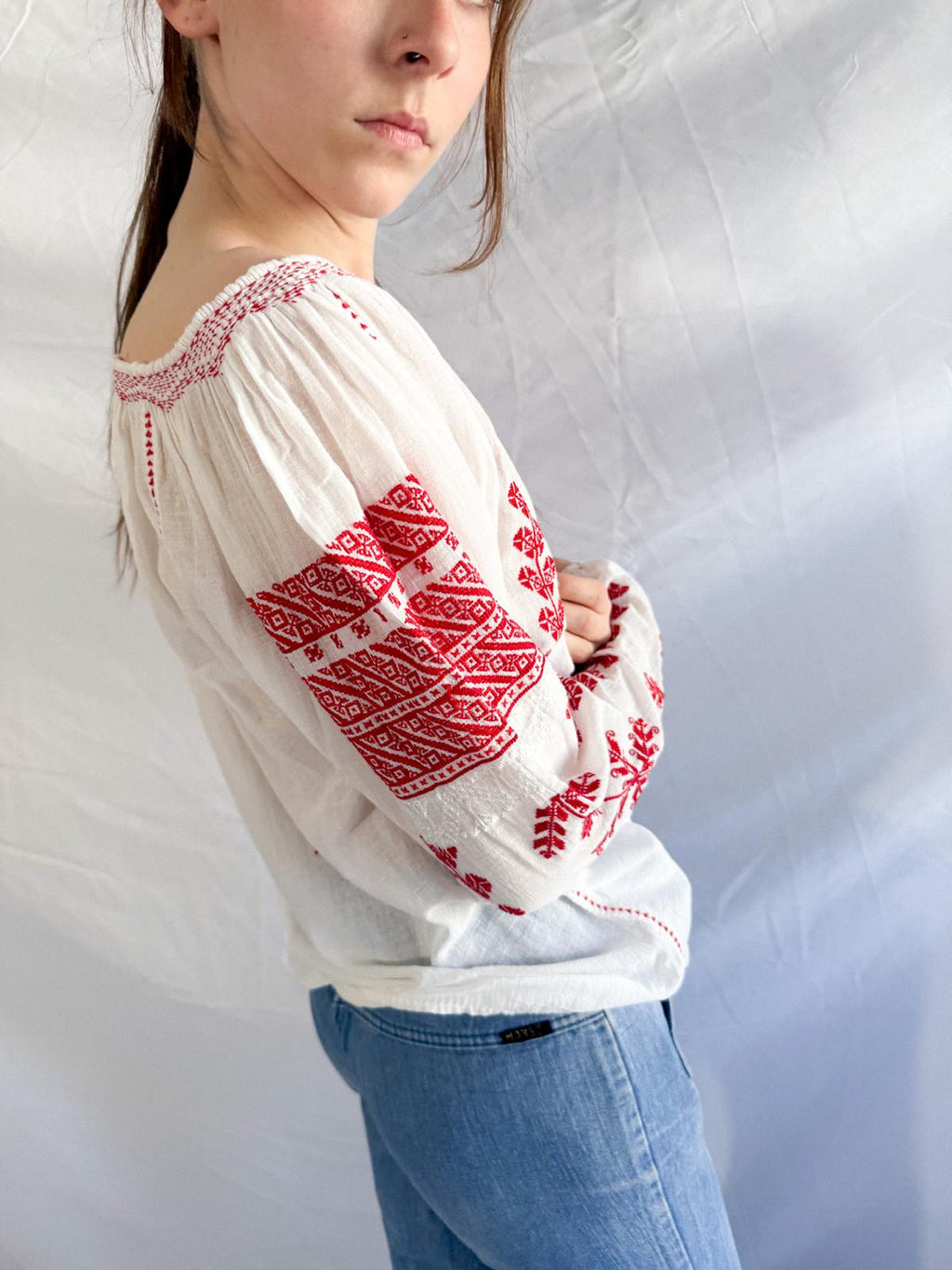 Mid century Eastern European Embroidered Blouse