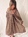1970s Phool Hand Block Printed Cotton Midi Dress