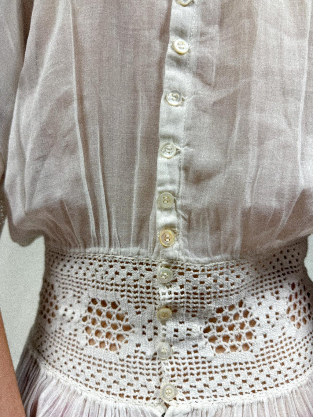 Edwardian Cotton Gauze and Lace Dress