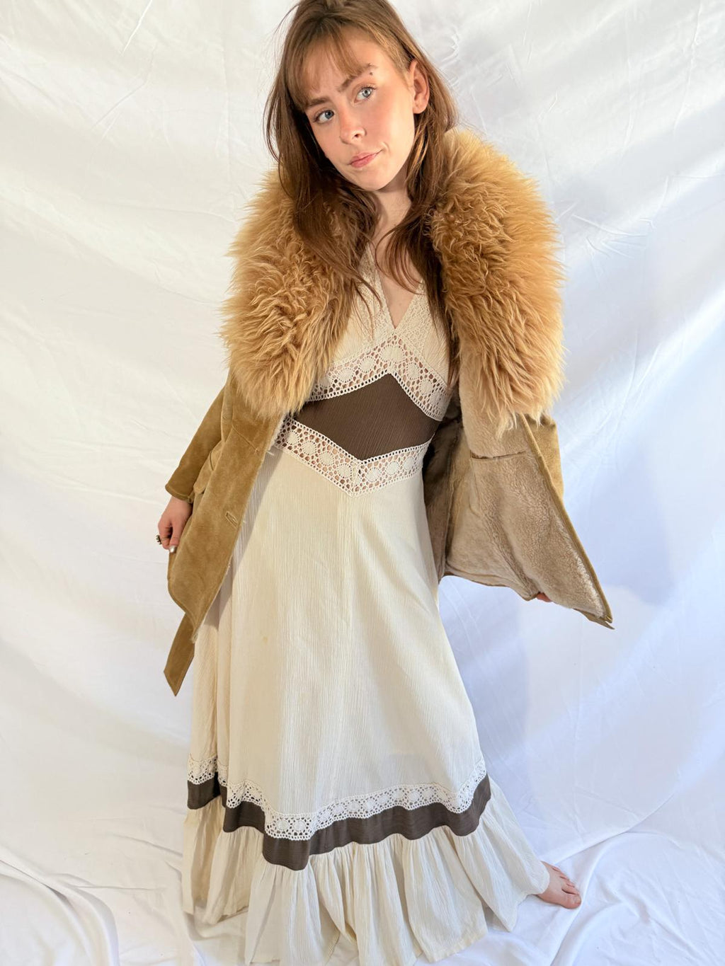 Penny Lane Jacke aus den 70ern mit Kunstfellkragen