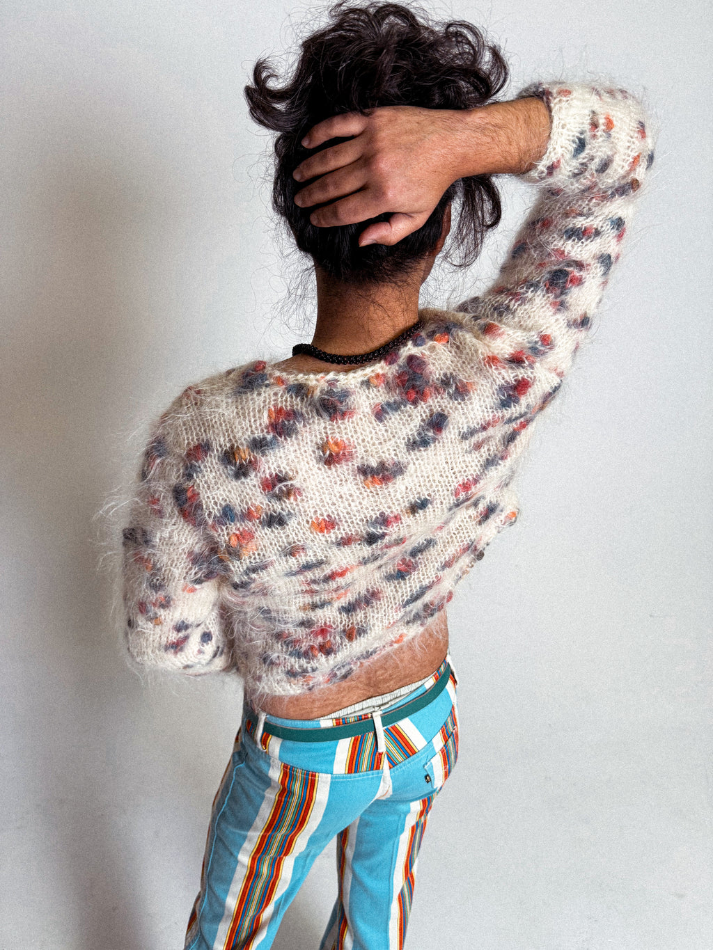 1980s Cropped Rainbow Mohair Sweater