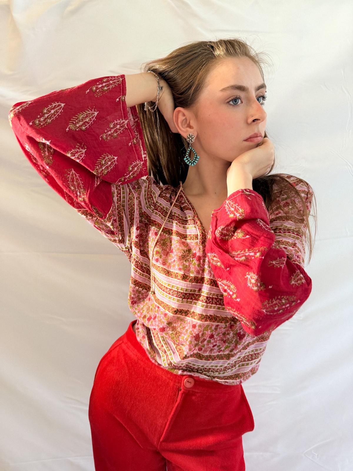 1970s Indian Cotton Gauze Blouse