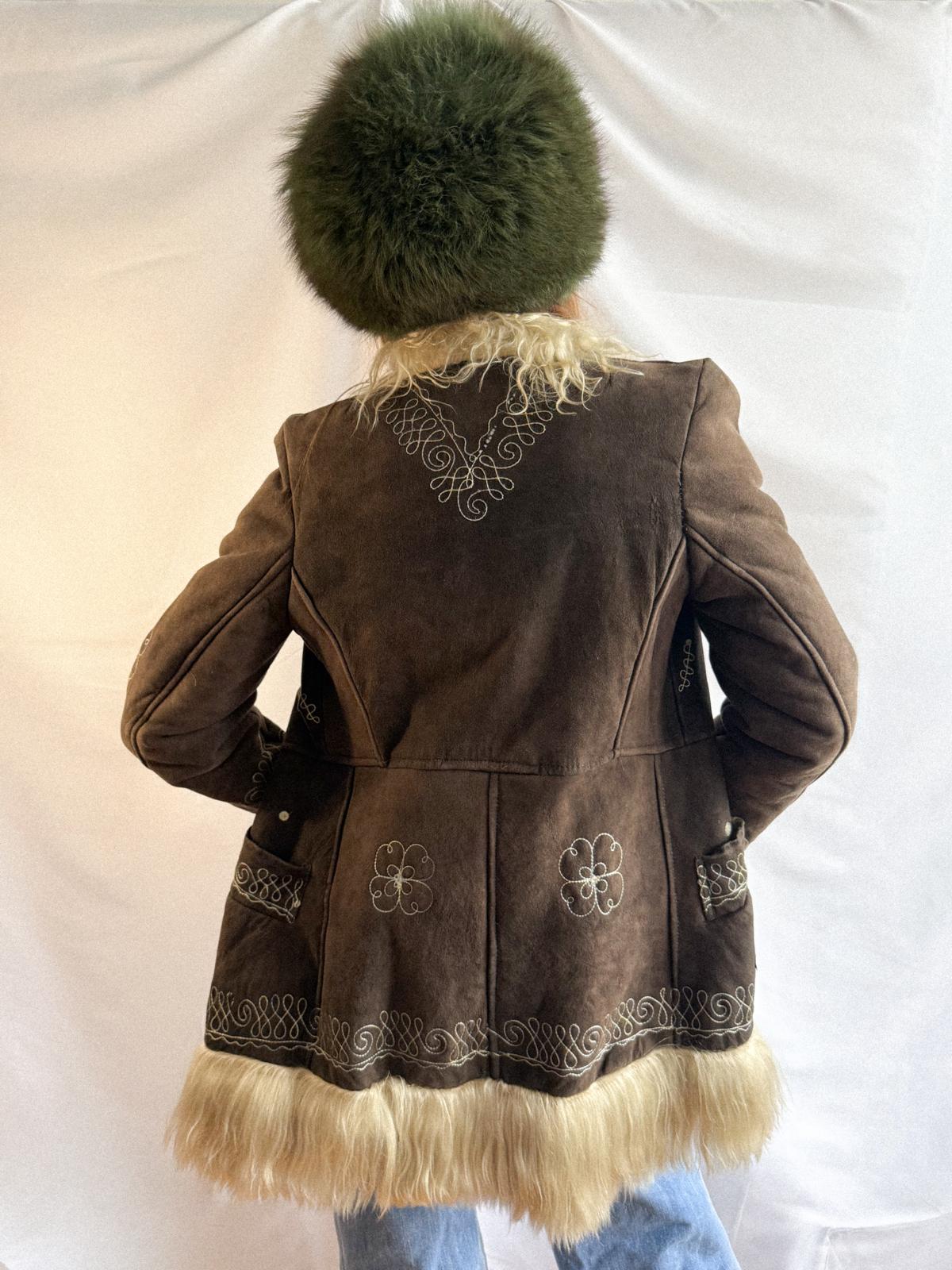 1970s Afghan Shearling Jacket with Long Yak Trim – Dark Chocolate Brown
