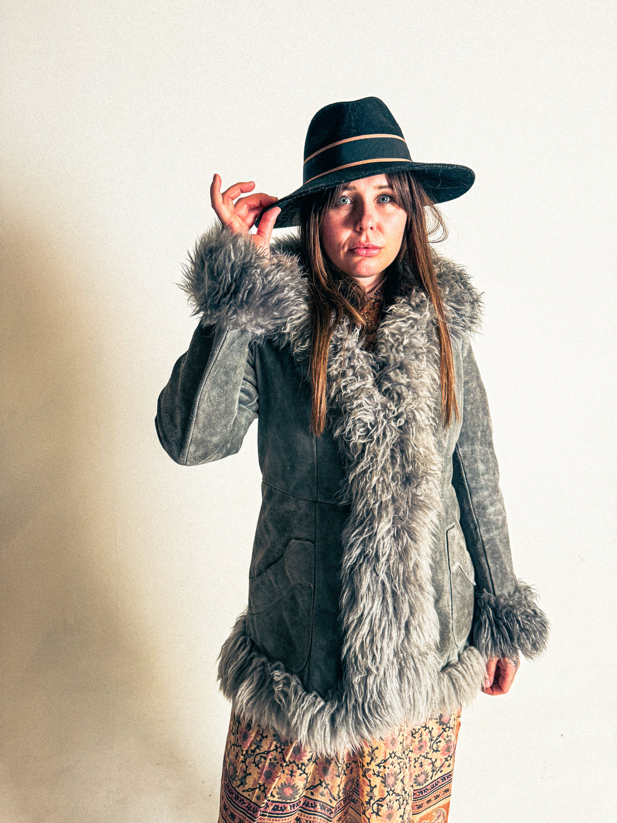 1970s Australian Sheepskin Grey Penny Lane Lammy Coat