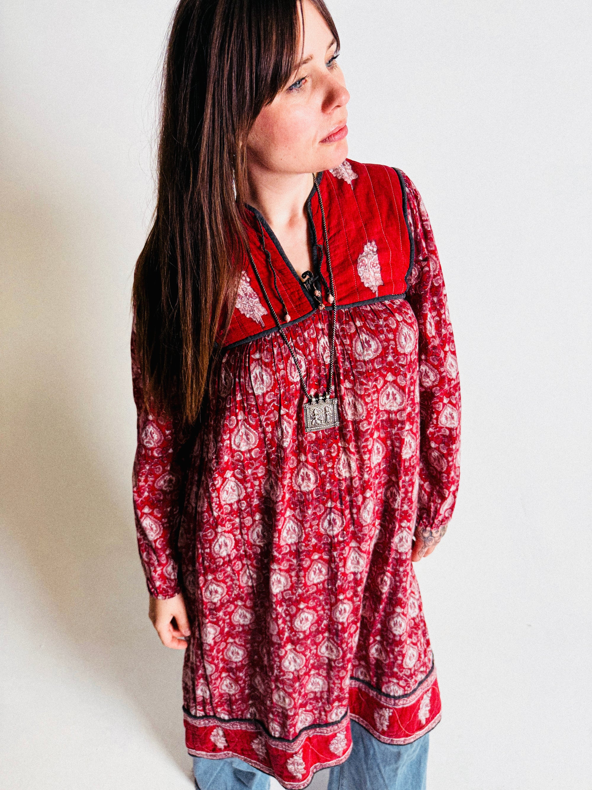 Vintage 1970s "Made in India" Cotton Gauze Dress