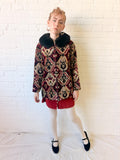 1960s Tapestry Chenille Ski Jacket with Faux Fur Collar