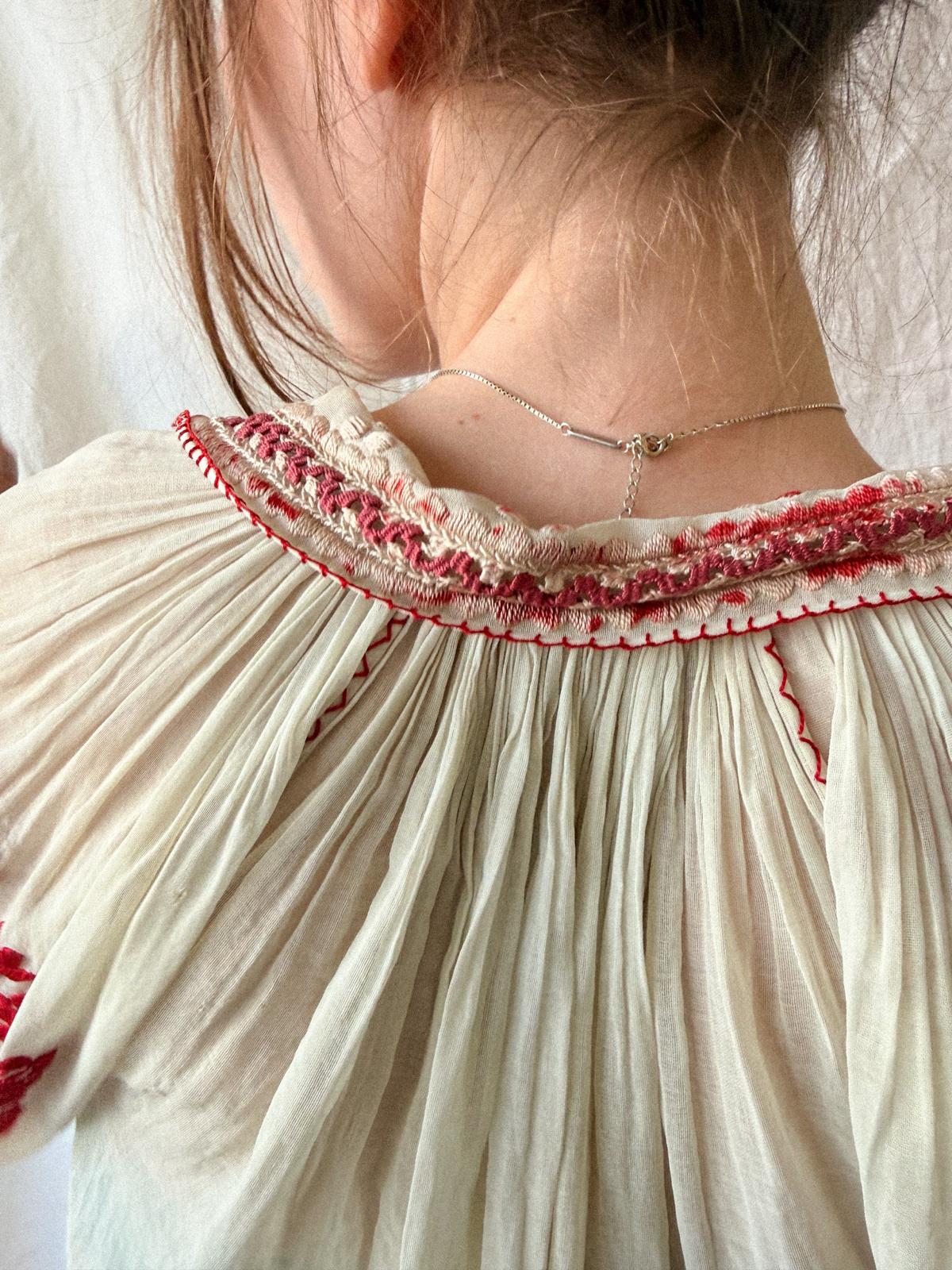 Vintage Romanian Folk Blouse in Fine Cotton Gauze | c. 1915–1930