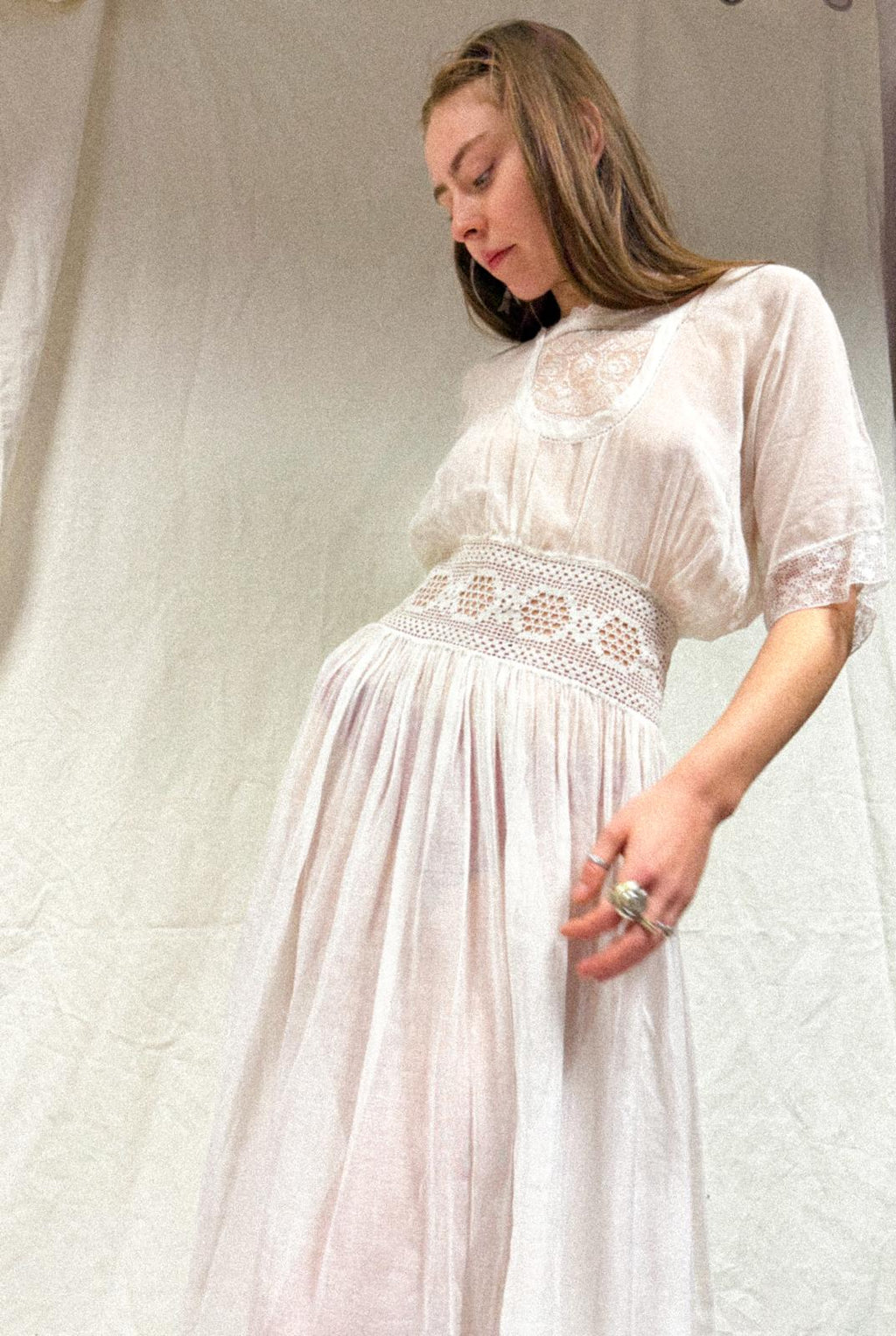 Edwardian Cotton Gauze and Lace Dress